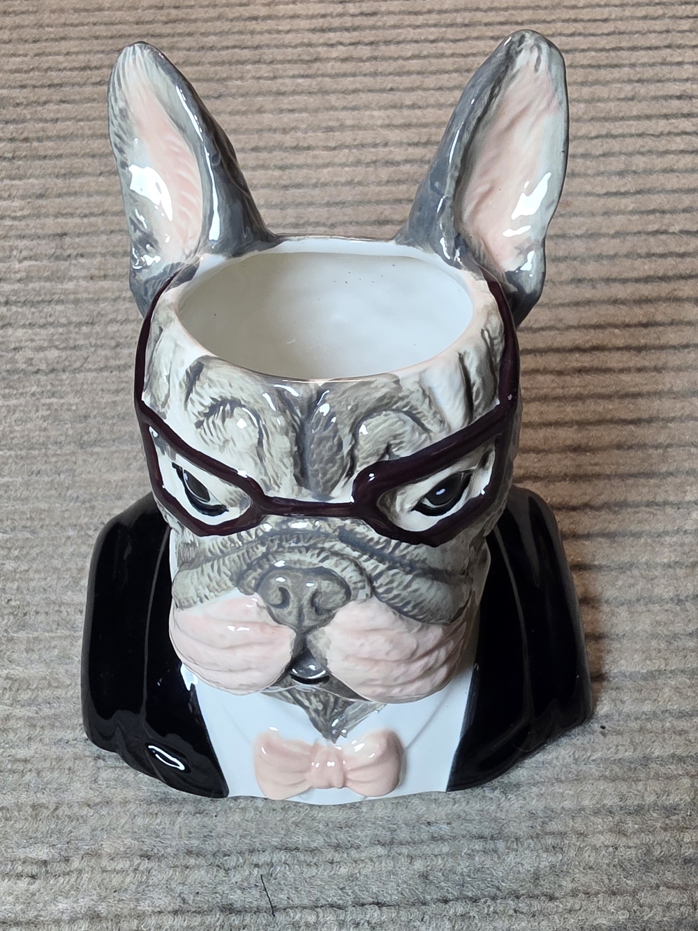 West Elm Planter Dapper French Bulldog Studious Glasses Whimsy Planter